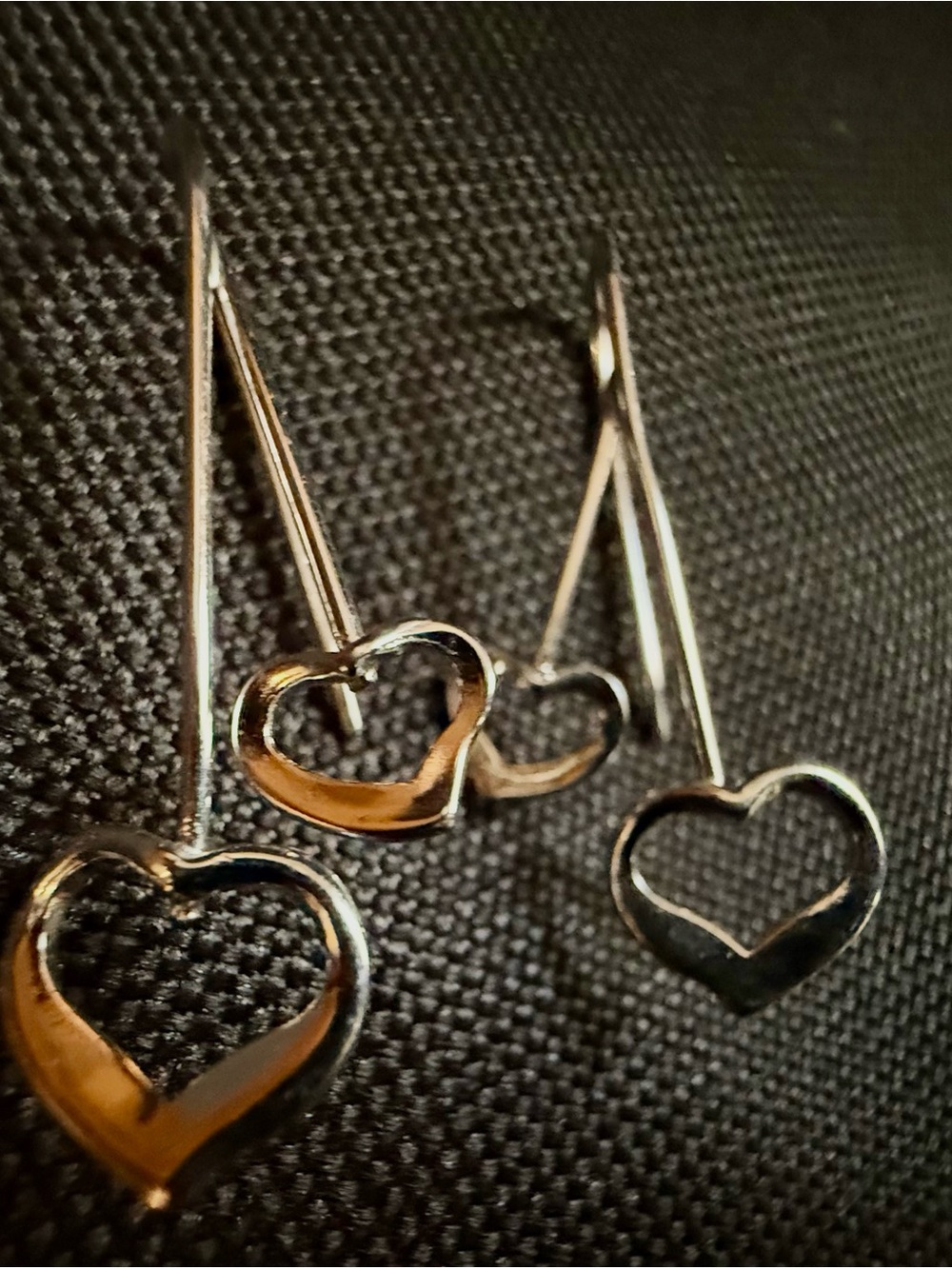 Sterling Silver Heart Drop Earrings - Open Heart Dangle